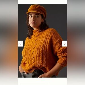 Anthropologie NWT Cable Knit Orange Sweater Women’s size Small Fall is coming